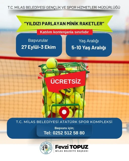  MİLAS BELEDİYESİ'NDEN MİNİKLERE TENİS EĞİTİMİ