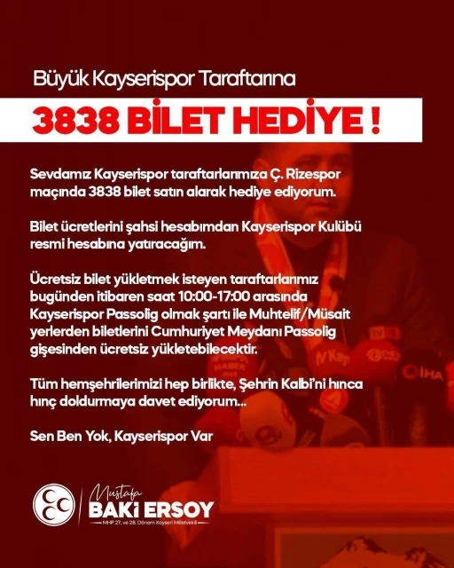 Milletvekili Ersoy&rsquo;dan Kayserispor taraftarına destek
