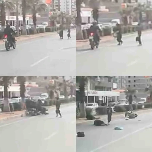 Motosiklet yayaya &ccedil;arptı, o anlar ara&ccedil; kamerasına yansıdı: 2 yaralı
