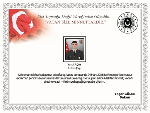MSB duyurdu: Ağrı&rsquo;daki kazada 1 asker şehit oldu
