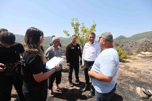 Muğla B&uuml;y&uuml;kşehir Belediyesi&rsquo;nden yangın b&ouml;lgesinde hasar tespiti &ccedil;alışması
