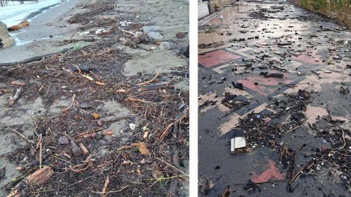 Marmaris&rsquo;te fırtına sonrası sahiller ağa&ccedil; par&ccedil;alarıyla doldu&nbsp;