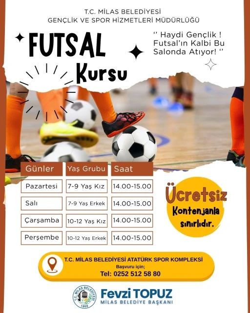 MİLAS BELEDİYESİ FUTSAL KURSLARI İÇİN KAYITLAR BAŞLADI