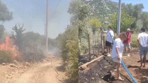 Selimiye'de Korkutan Yangına Vatandaş M&uuml;dahalesi