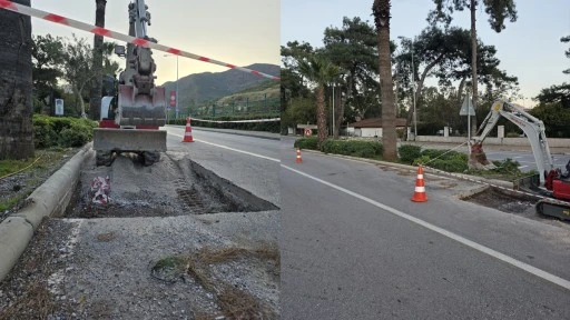 İçmeler’de kazalarla gündeme gelen bozuk yolda  çalışma başladı