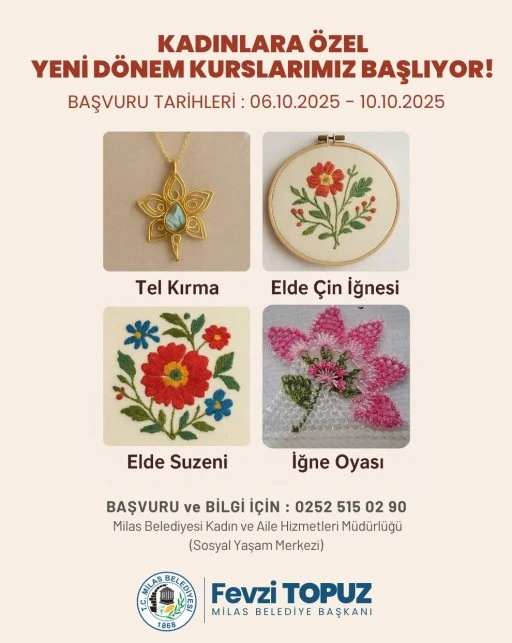 MİLAS BELEDİYESİ KADINLARA EL SANATLARI KURSU AÇIYOR