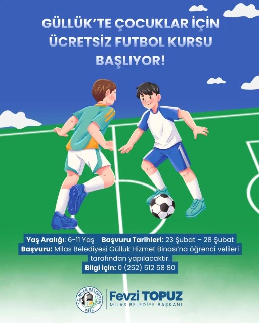 FUTBOL KURSU İ&Ccedil;İN G&Uuml;LL&Uuml;K&rsquo;TE KAYITLAR BAŞLADI