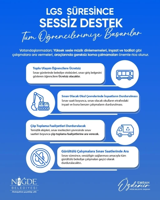 Niğde Belediyesi’nden LGS öğrencilerine tam destek
