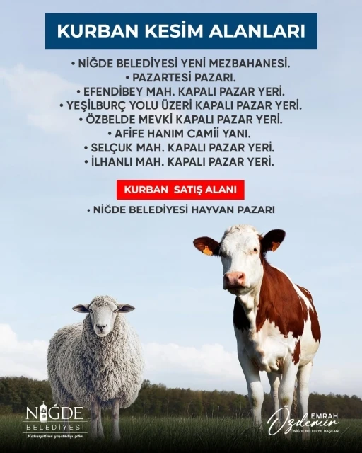 Niğde’de kurban kesim alanları belirlendi
