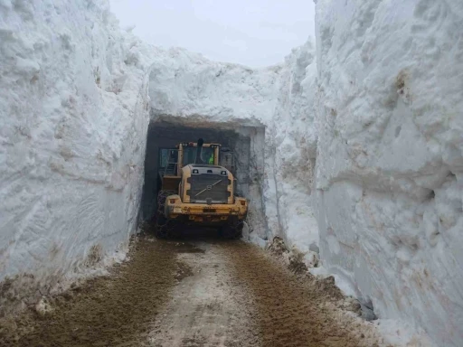 Nisan ayında 6 metreyi bulan karda yol a&ccedil;ma &ccedil;alışması
