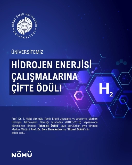 N&Ouml;H&Uuml;&rsquo;n&uuml;n hidrojen enerjisi &ccedil;alışmalarına &ccedil;ifte &ouml;d&uuml;l
