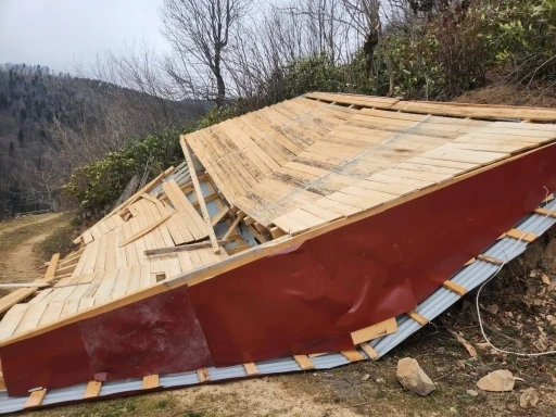 Ordu&rsquo;da fırtına: Evlerin &ccedil;atıları u&ccedil;tu
