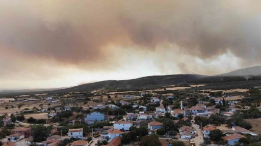 Orman yangınında yükselen dumanlar dron ile havadan görüntülendi
