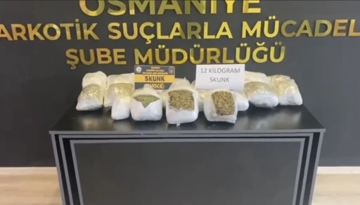 Osmaniye’de hafif ticari araçta 12 kilo skunk ele geçirildi
