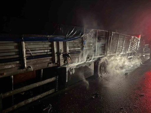 Osmaniye’de mısır yüklü tır alev alev yandı
