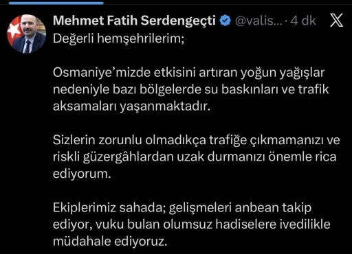 Osmaniye&rsquo;de şiddetli yağış ve fırtına hayatı olumsuz etkiledi
