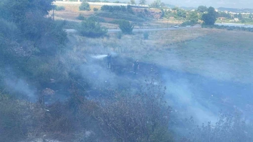 Otluk alanda &ccedil;ıkan yangın seralara sı&ccedil;ramadan s&ouml;nd&uuml;r&uuml;ld&uuml;
