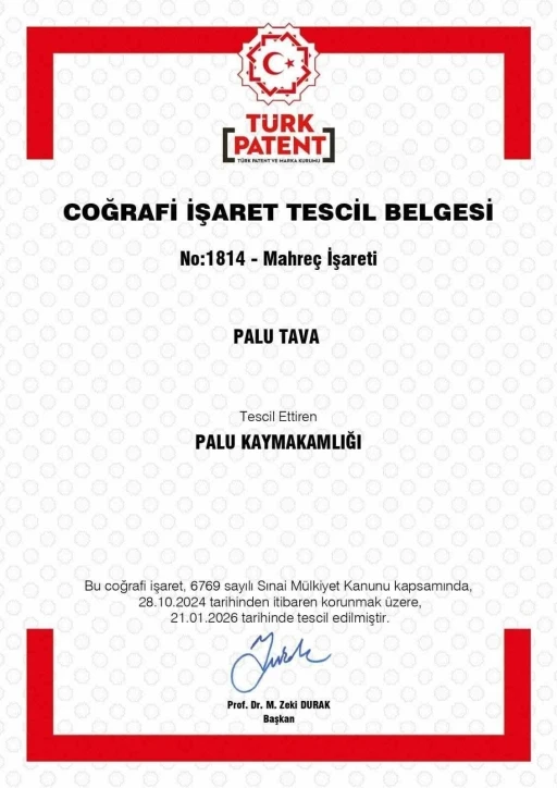 Palu Tava coğrafi işaret tescili aldı
