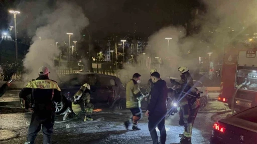 Park halindeki otomobilde yangın &ccedil;ıktı, alevler başka araca sı&ccedil;radı
