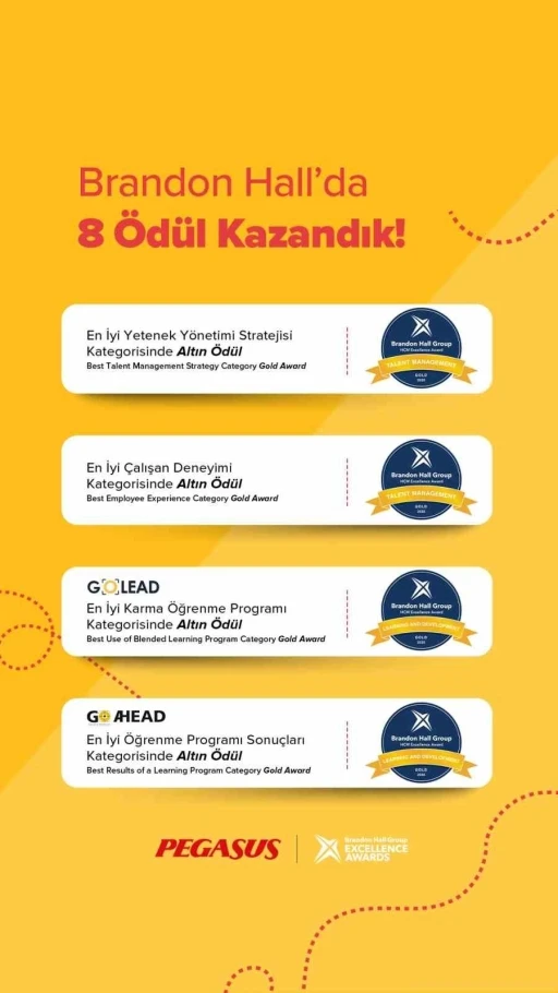 Pegasus, insan kaynakları uygulamalarıyla 8 ödülün sahibi oldu
