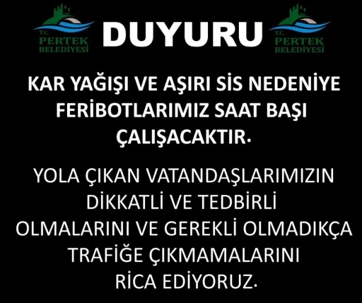 Pertek ve &Ccedil;emişgezek feribotlarına kar ve sis engeli
