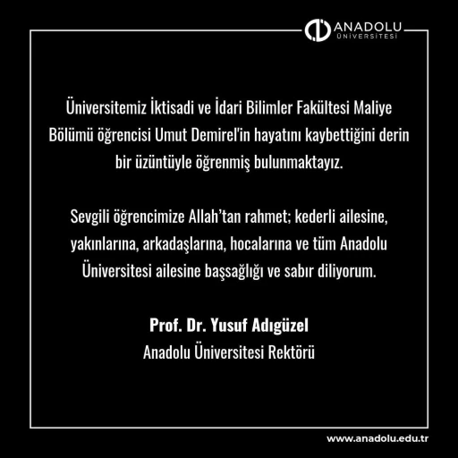 Rektör Adıgüzel’den taziye mesajı

