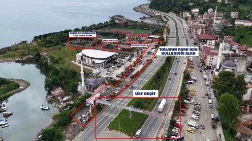 Rize’de tırların oluşturduğu tehlikeli labirent
