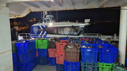 Samsun açıklarında 6 ton kaçak kalkan balığı ele geçirildi
