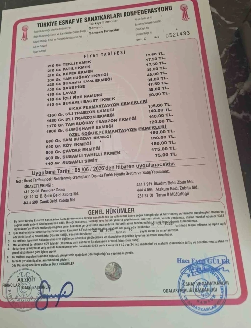 Samsun&rsquo;da ekmek 17,5 TL oldu
