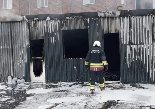 Samsun&rsquo;da şantiyede yangın
