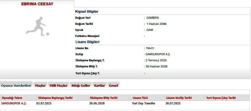 Samsunspor, Ebrima Ceesay ile 3 yıllık sözleşme imzaladı
