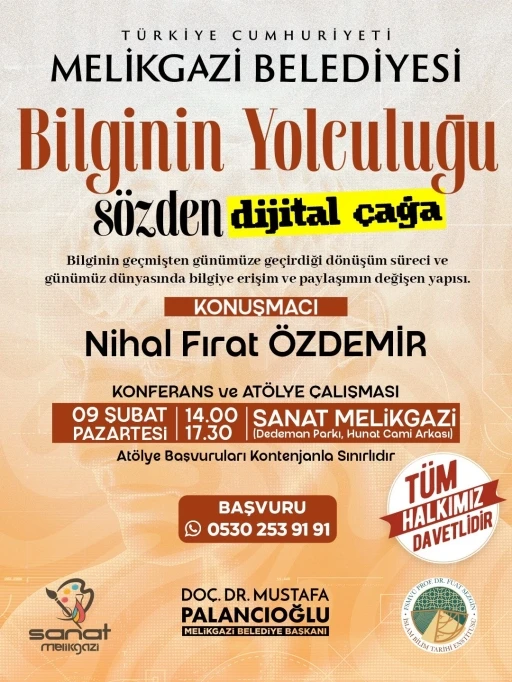 Sanat Melikgazi&rsquo;de konferans ve at&ouml;lye bir arada yapılacak
