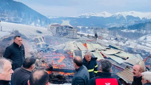 Şavşat&rsquo;ta yangın: 1 ev, 2 ahır ve 2 ambar k&uuml;l oldu
