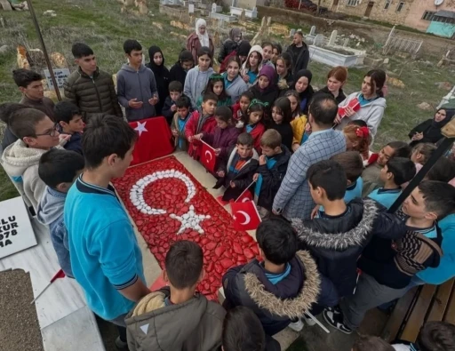 Şehit Mete Okur adını taşıyan okulun &ouml;ğrencileri tarafından mezarı başında anıldı
