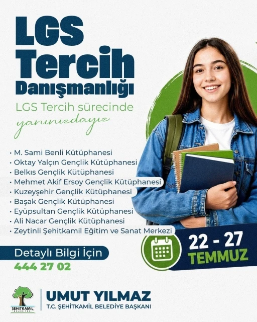 Şehitkamil&rsquo;den LGS &ouml;ğrencilerine &uuml;cretsiz danışmanlık desteği

