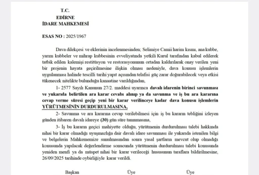 Selimiye Camii’nde tepki çeken restorasyona yargı freni
