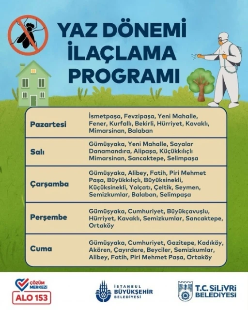 Silivri Belediyesi ilaçlama çalışmalarını sürdürüyor
