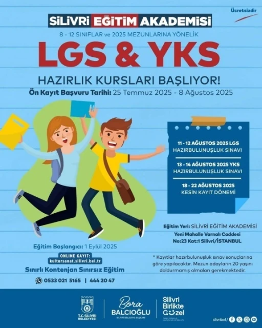 Silivri Belediyesi’nden LGS ve YKS’ye hazırlanan öğrencilere ücretsiz kurs fırsatı
