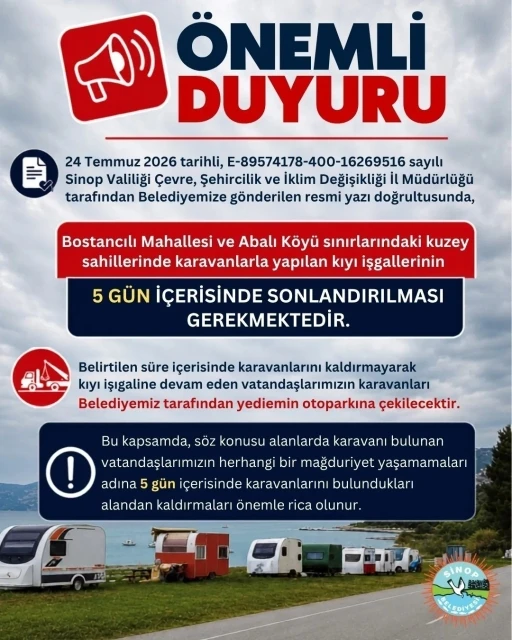 Sinop sahillerinde karavan d&uuml;zenlemesi
