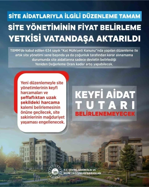 Site aidatlarını artık site y&ouml;netimi değil vatandaş belirleyecek
