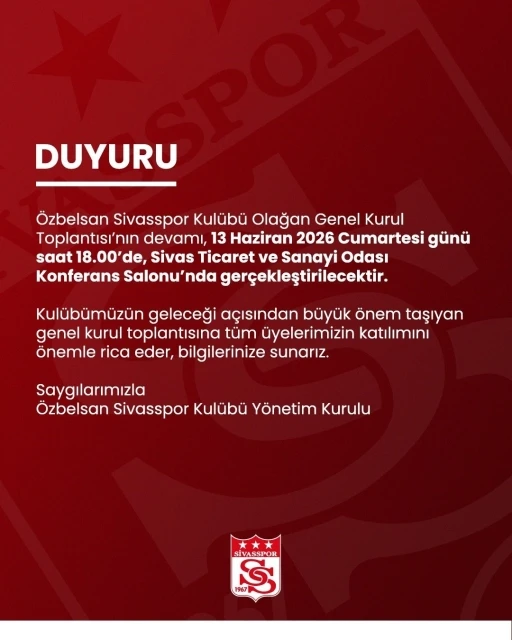 Sivasspor&rsquo;da g&ouml;zler yeniden genel kurula &ccedil;evrildi
