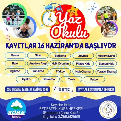 Söke Belediyesi yaz okulu kayıtları başlıyor
