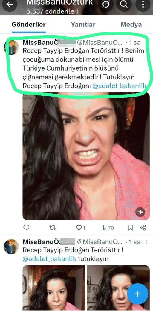 Sosyal medyadan Cumhurbaşkanı’na hakaret eden kadın gözaltına alındı
