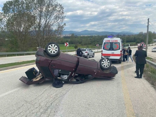 Takla atan araçta burnu bile kanamadı
