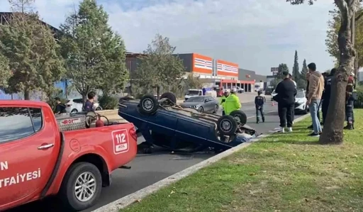 Takla atan araçtan burnu bile kanamadan çıktı
