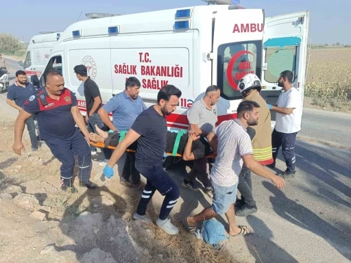 Takla atarak ters dönen hafif ticari araçtaki 7 kişi yaralandı
