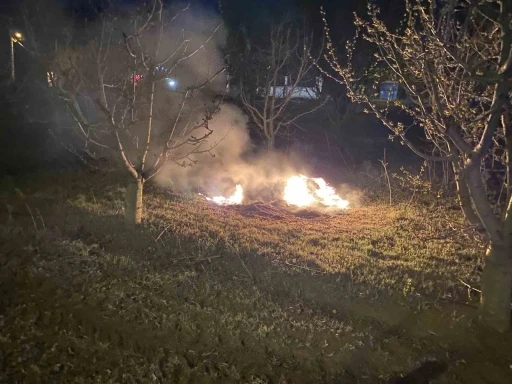 Tarım arazisinden yükselen alevler endişeye neden oldu
