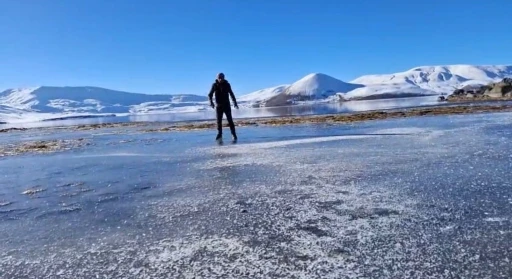 Taşlı&ccedil;ay Balık G&ouml;l&uuml; kısmen buz tuttu
