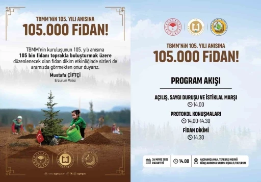 TBMM’nin 105.yılı anısına Erzurum’da 105 bin fidan toprakla buluşacak
