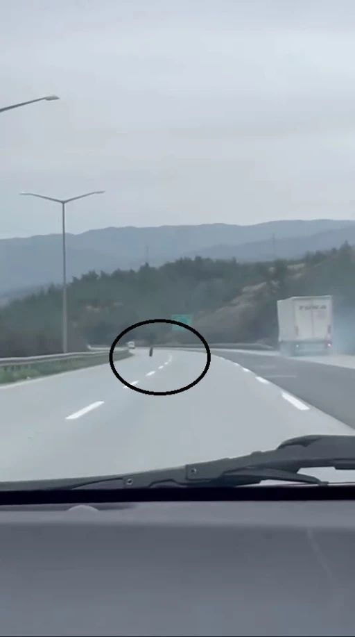 Tırdan fırlayan lastik otobanda y&uuml;zlerce metre ilerledi
